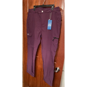Outdoor Sports Womens Hiking Pants Burgundy Pockets Stretch Fleece Lined XXL New